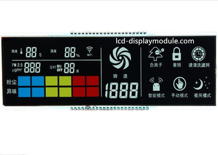 Black TN VA LCD Display Screen Red Color Segments With PIN 6 O'Clock Viewing Angle